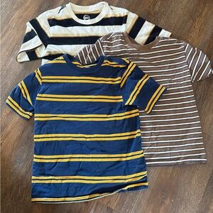 Kids Striped Short-Sleeve Tee - Navy & Yellow, Brown & White, Black & Cream